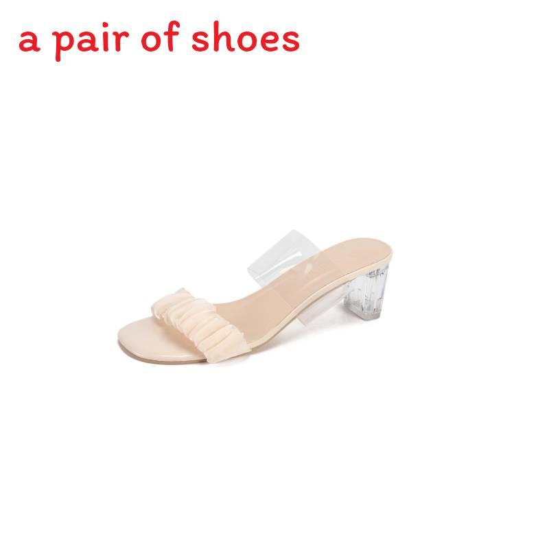 Summer Transparent Pvc Flat Sandals With Block Heels For Women
