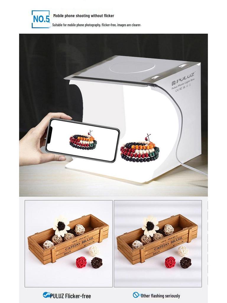 PULUZ 20cm Taşınabilir LED Mini Fotoğraf Işık Kutusu