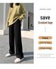 Women's Black High-Waisted Wide-Leg Pants - Spring Casual, Loose-Slimming, Floor-Length, Versatile, Drapey Straight Suit Pants