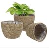 Seagrass Planters, Cover Storage Basket Containers Hand Woven Straw Pot with Plastic Liners for Indoor Outdoor Plant, Flower