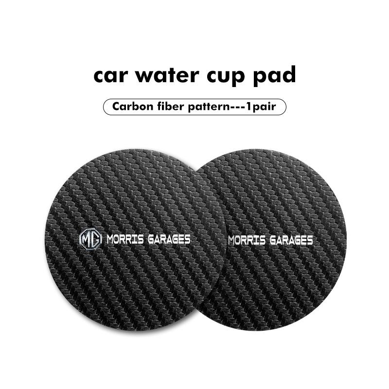 For MG 2PCS Car Anti Slip Mat Coaster Carbon Fiber Water Cup Mat Cyberster 3 5 6 7 ZS ES5 ONE HS 4 EV tcl6