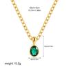 Multicolour Oval Crystal Necklace Stainless Steel Gemstone Necklace  Party Jewelry