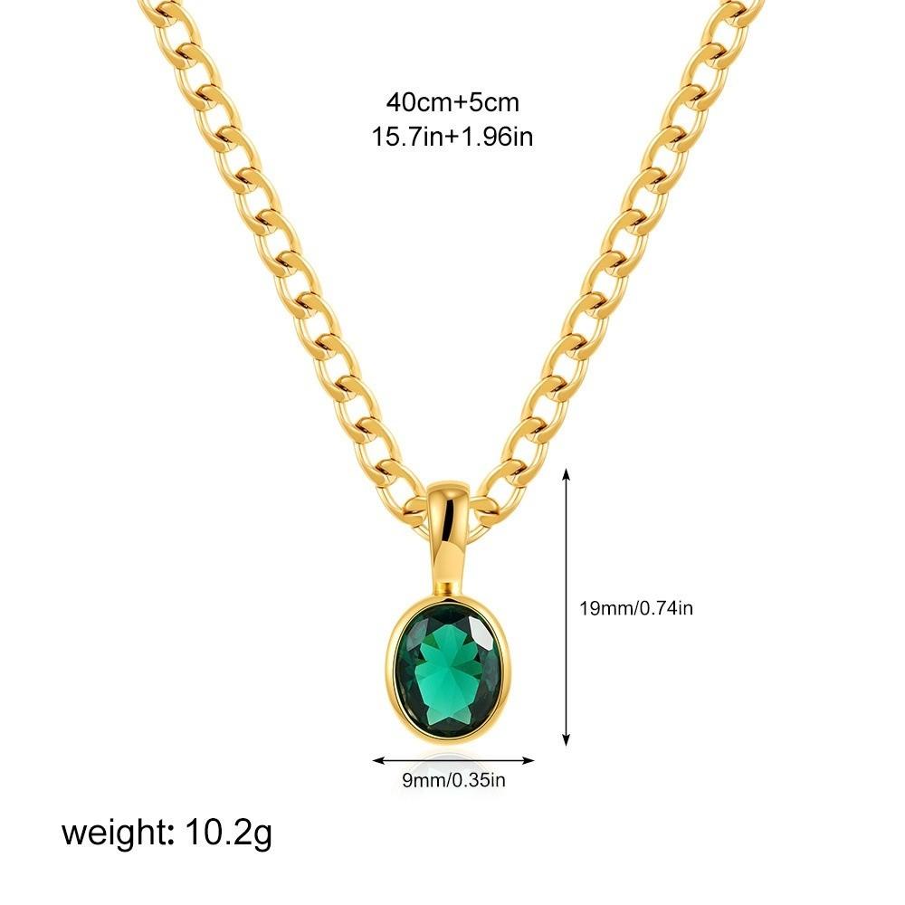Multicolour Oval Crystal Necklace Stainless Steel Gemstone Necklace Party Jewelry