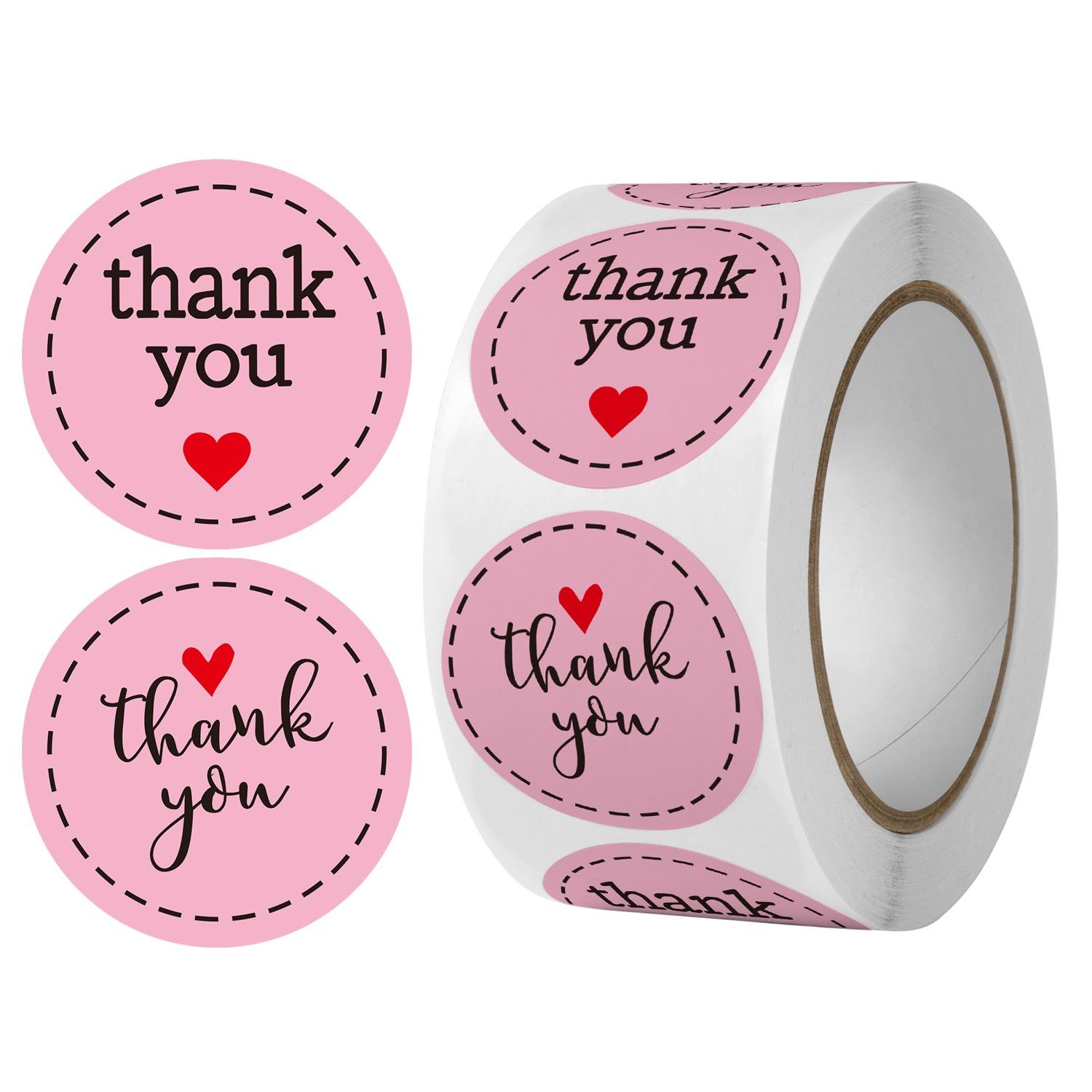 

500pcs/1 roll love heart roll stickers, thank you stickers, sticker craft stickers, wedding birthday decoration labels розовый