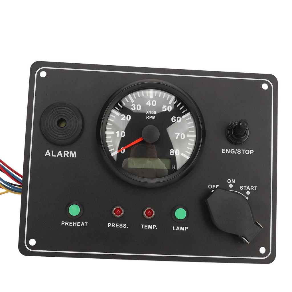 210 X 160mm Boat Tachometer Panel High Accuracy Multifunction 0‑8000 RPM Marine Tacho Gauge Instrument Panel with Alarm