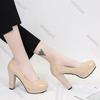 Fashion Women Pumps Shoes Pointed Toe High Heels PU Leather Shallow Slip-On Round Toe Casual Wedding Party Derss Solid Heels Women Shoes