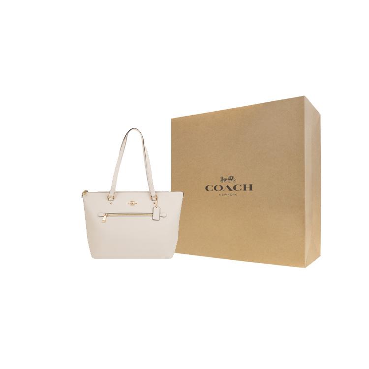 New COACH Gallery Cross Grain Cow Leather Tote Bag, Shopping Bag, Handbag, Shoulder Bag Women's White 79608-IMCHK