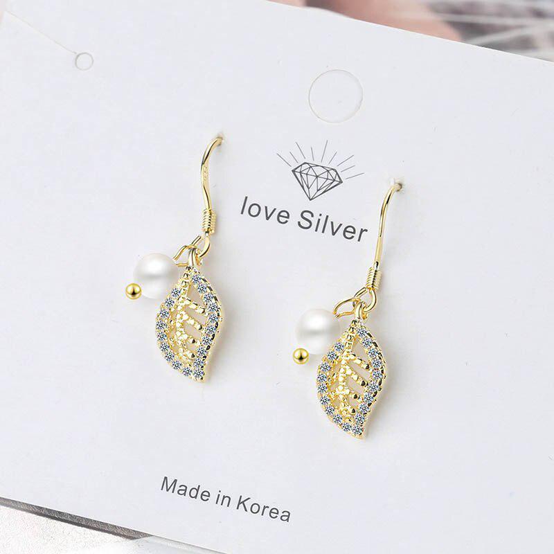 Trendy Pearl Earrings for Women Jewelry Female Ear Drops Gold Colors Leaf Plant Fashionable Gifts Party