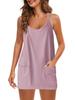 2025 Summer Sleeveless Solid Color Dress with Thin Straps & Pocket