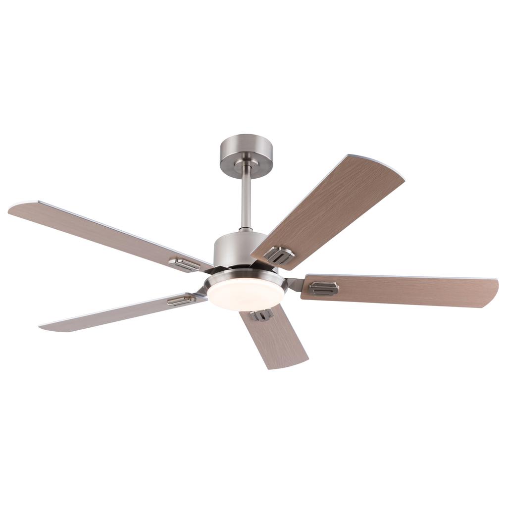52-Zoll Deckenventilator mit Licht und Fernbedienung, für Schlafzimmer, 5 Flügel, Dimmbares LED-Licht, Umkehrbarer 6-stufiger Motor, Speicherfunktion, Leiser DC