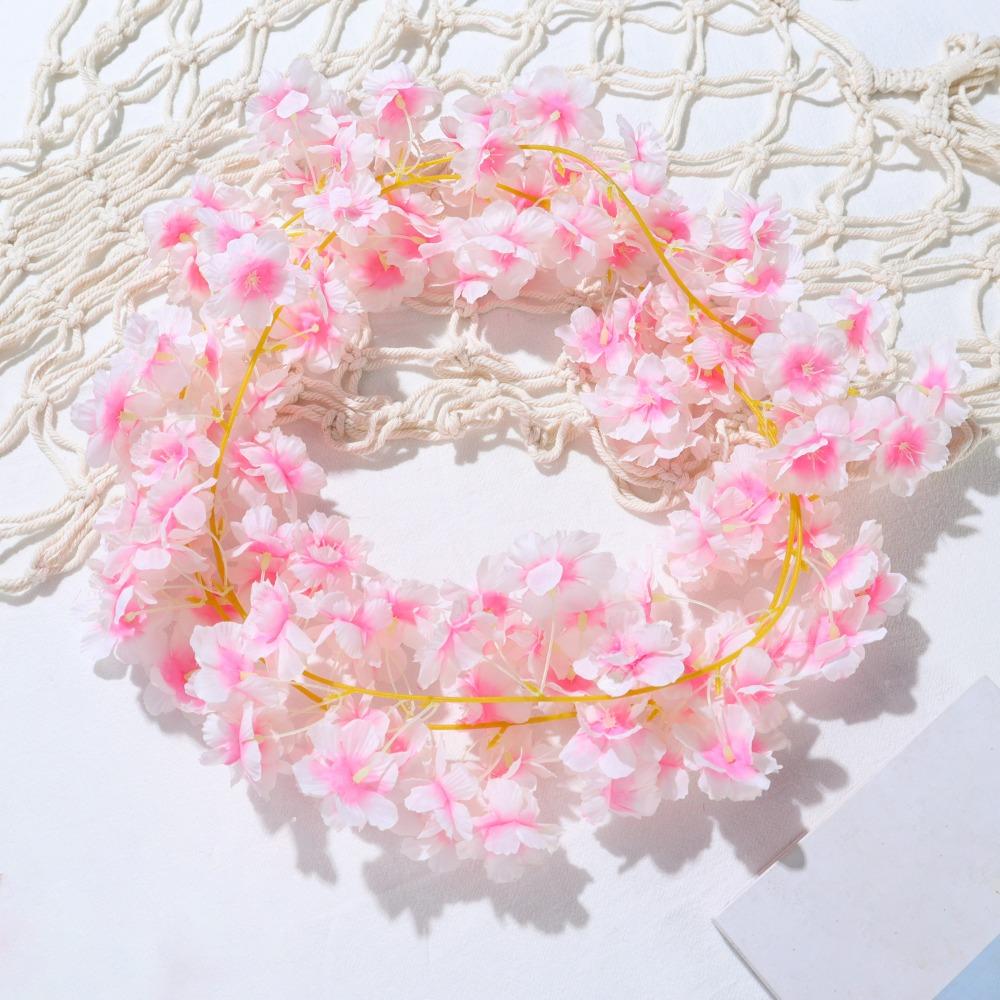 Pink Sakura Artificial Flower Garland 180CM Silk Cherry Blossom New Hanging Vine  Party Decor