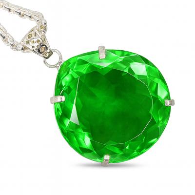 Natürlicher grüner Saphir, 118 ct, Anhänger aus 925er Sterlingsilber, zertifizierter Edelstein