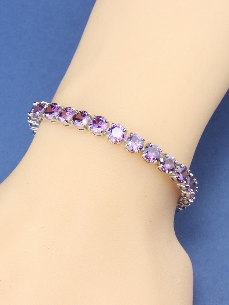 10-Colors Round Zircon Colorful Jewelry Accessories   Charms Chain Link Bracelet For Girls/Women Gift