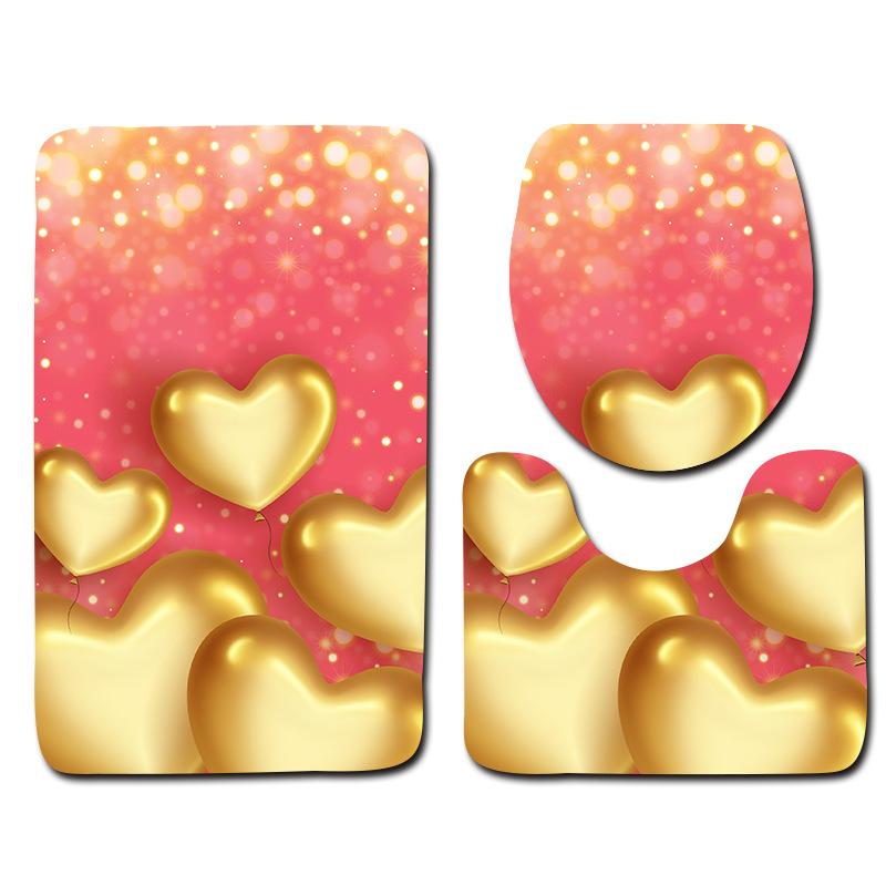 Romantic Dream Valentine'S Day Bathroom Toilet Floor Mat 3-Piece Set