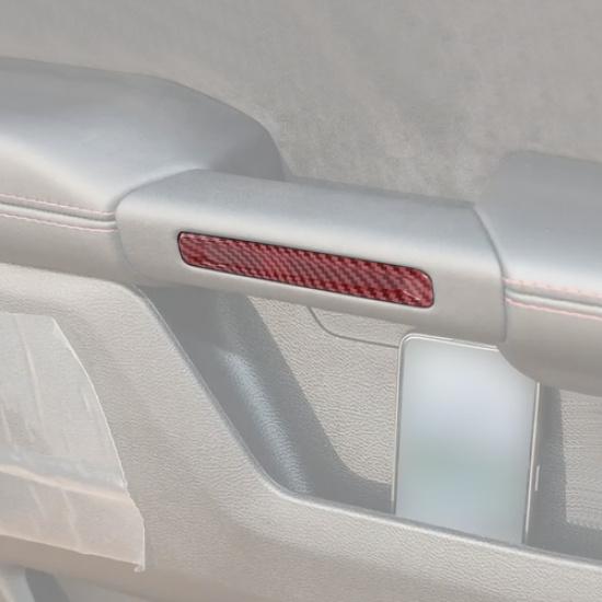 4P Inner Door Handles Decor Cover Trim For Dodge Ram 1500 19-26 Red Carbon Fiber