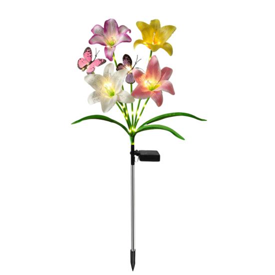 Solar Lily Flower Light, Outdoor Waterproof LED Artificial Flower Garden Stake Lamp, Color Changing Light for Lawn Pathway Patio Decor