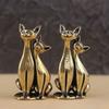 Creative Small Cat Figurines Animal Cat Lovers Cat Decor Statue Ornament Vintage Brass Sculpture Art Piece Home Desktop Office