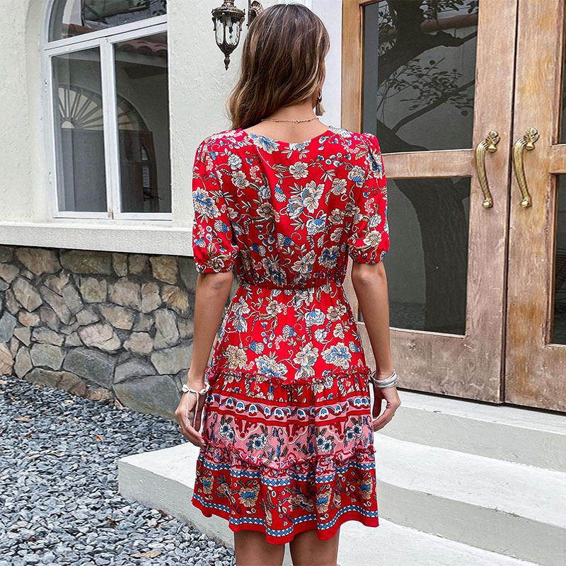 Summer personalized ethnic style women's printed dress