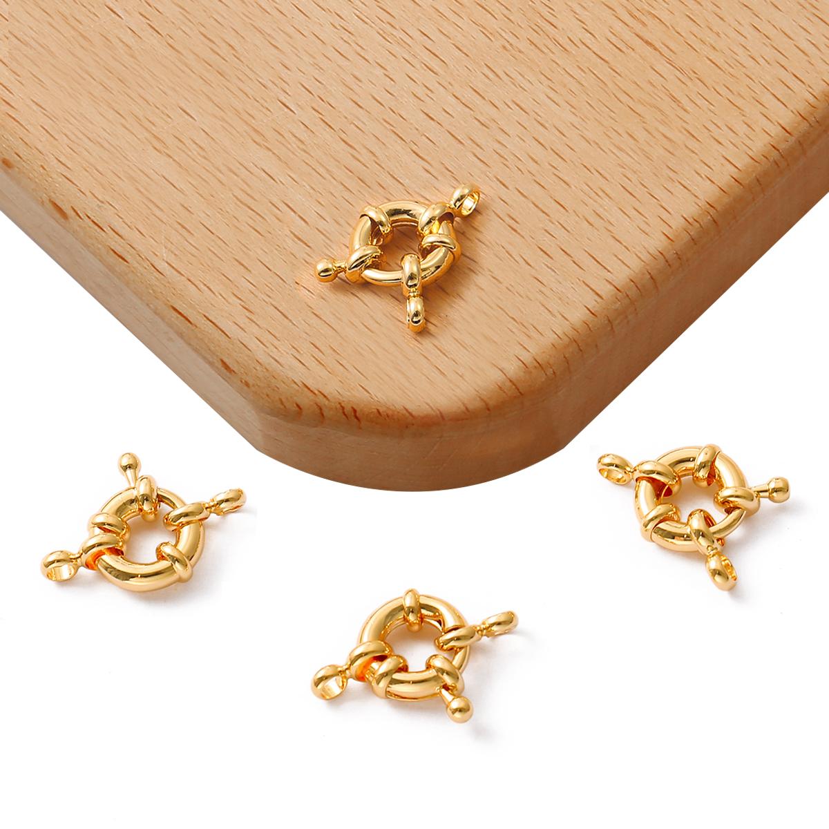 

18-каратное золото с цветным покрытием, весенние круглые застежки, застежки для ожерелья, аксессуары для ювелирных изделий золотой