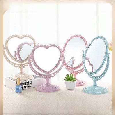 Specchio da Toeletta Vintage a Forma di Cuore in Stile Europeo – Specchio da Tavolo per Trucco a Doppia Faccia