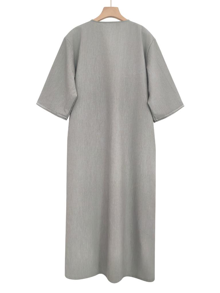 2025 Men's Middle Eastern Embroidered Mid-Sleeve Moroccan Robe