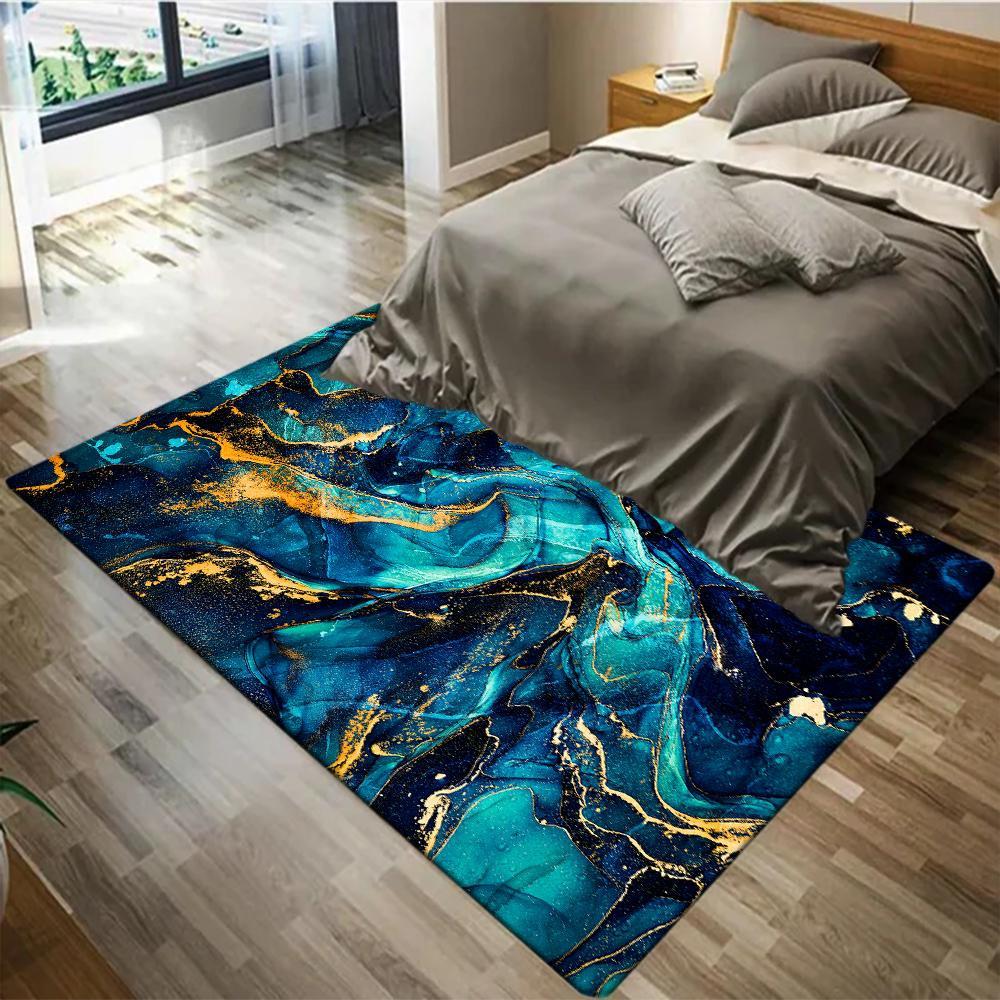 Blue Marble Carpet for Living Room Luxury Home Decorations Sofa Table Large Area Rugs Bedroom Bedside Foot Pad Non-slip Mat