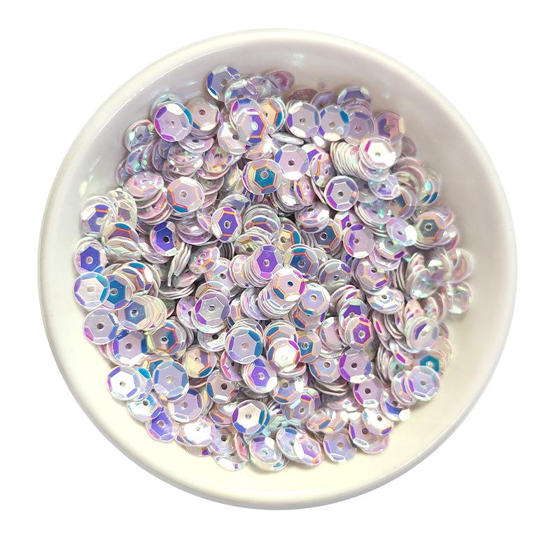 6MM Round Curved PVC Sequins with Middle Hole and Hexagonal Beads for Sewing