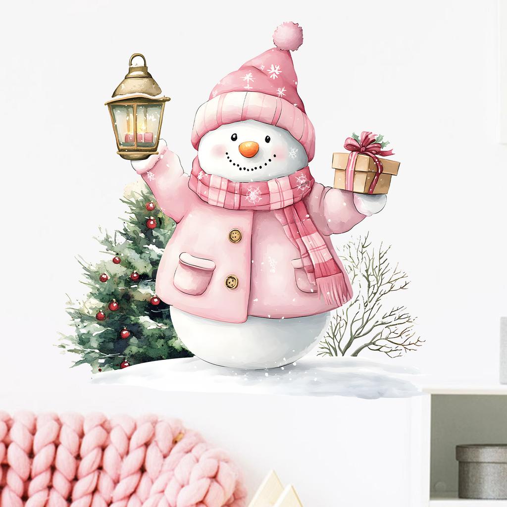 Christmas Cartoon Cute Snowman Christmas Tree Festival Party Window Decoration Wall Stickers