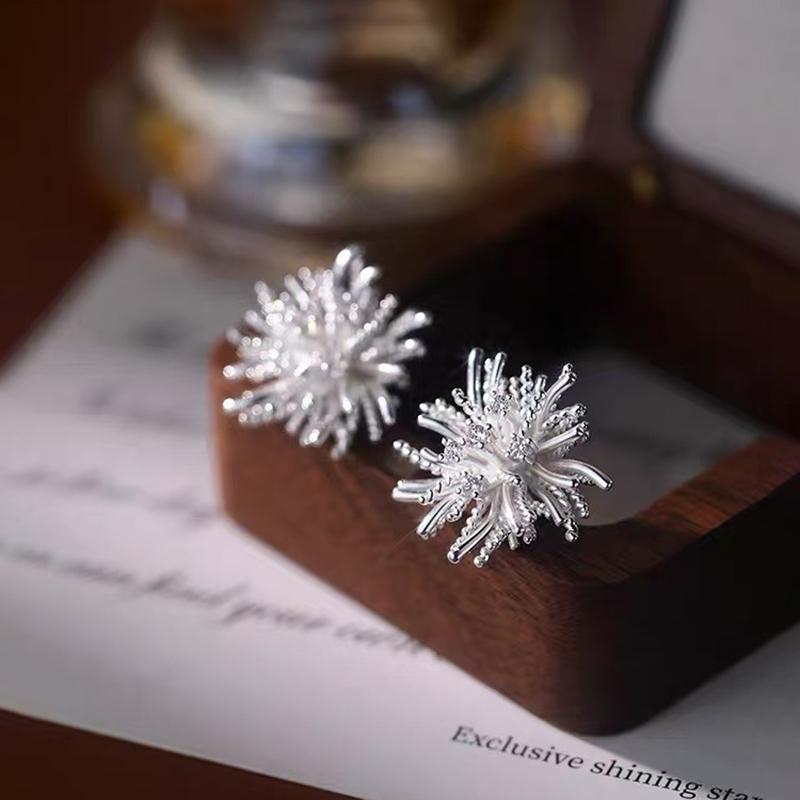 925 Silver Needle Shiny Zircon Flower Stud Earrings For Women Party Romantic Fine Jewelry Light Luxury Accessories