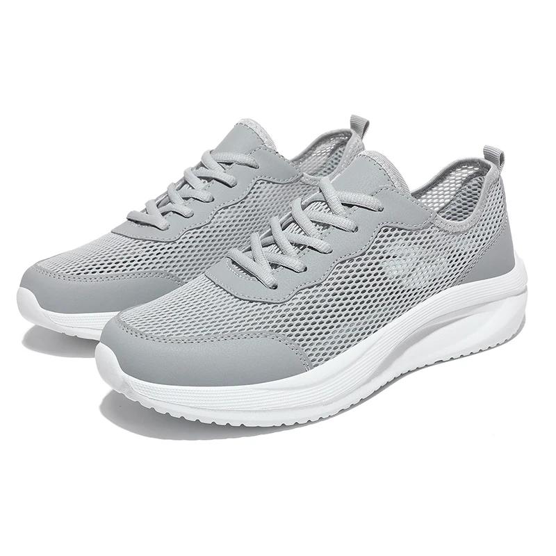 

ELUVA Men s Breathable Mesh Sports Shoes Lightweight Summer Walking Shoes Outdoor Slip Resistant Durable Casual Sneakers 48 серый