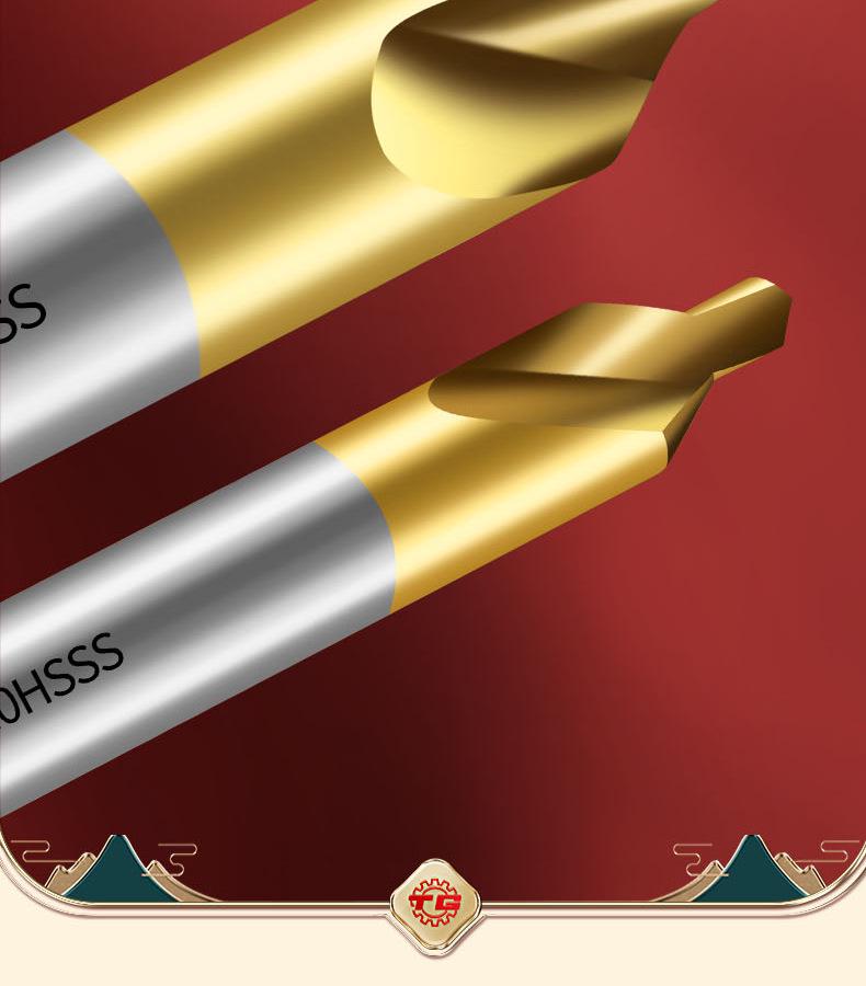 Burghiu de centrare Tiangong Tip A din oțel rapid placat cu titan pentru oțel inoxidabil