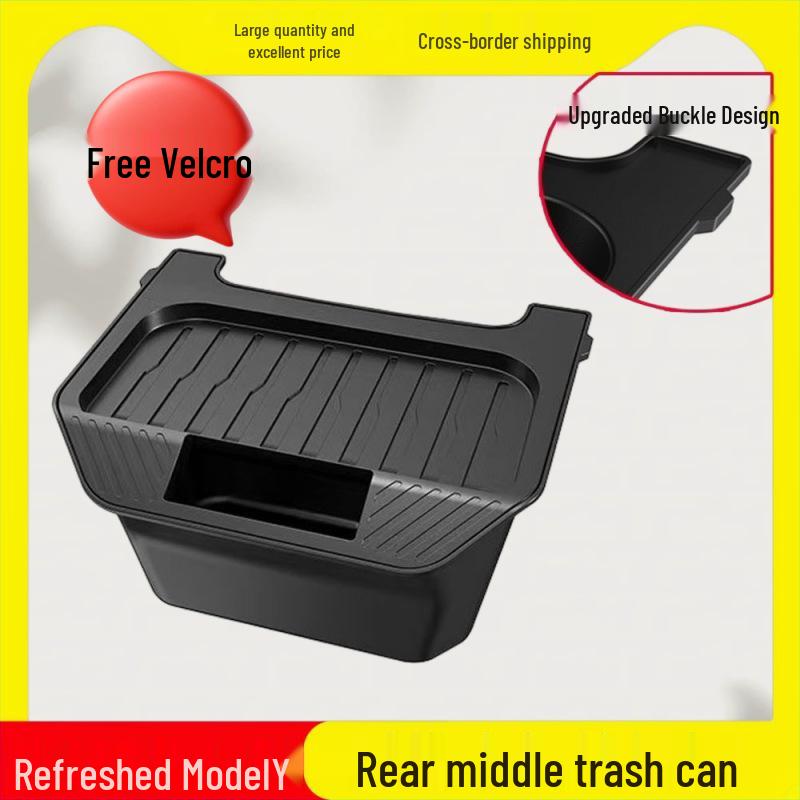 Suitable for Tesla Model Y Armrest Box Rear Storage Organizer and Car Trash Bin