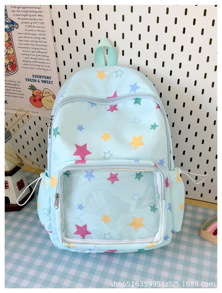 Schoolbag Korean version of five-pointed star printed backpack large capacity casual versatile junior high school high school student schoolbag bag 