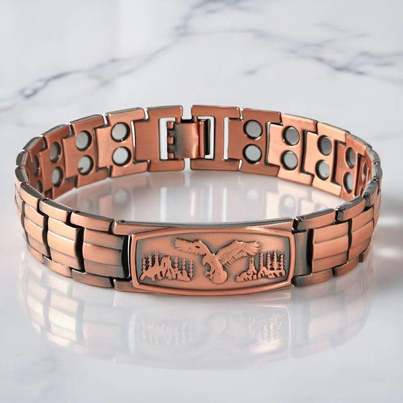 A New Retro Men s and Women s Bracelet Magnetic Red Copper Fashion Bracelet Simple Accessory Jewelry 23cm