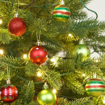 50 Peças Bolas de Natal Enfeites 1,6" Pequenas Bolas de Plástico Inquebráveis Vermelho Verde Decoração de Bolas Penduradas para Árvore de Natal Guirlanda de Coroa de Flores
