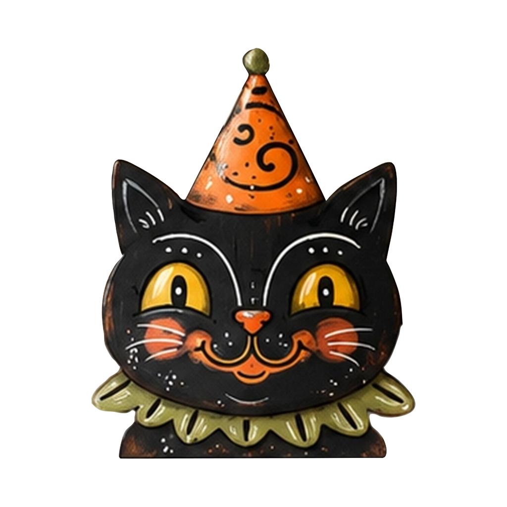 Vintage Style Halloween Wooden Decoration Set Pumpkin Ghost Bat Party Tray Display Festive Seasonal Home Tabletop Ornament