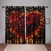 2-delt rose kjærlighet hjerte gardin valentinsdag tema rød romantisk blomster gull stjernelys stue soverom vindusdekor