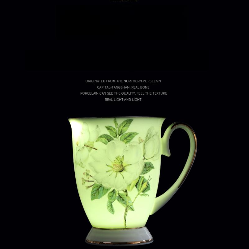 Light Luxury Ceramic Tea Mug 300ml - Fine Porcelain Bone China Coffee Mug with Gold Trim, Camelia Floral Vintage Tea Cups with Handle,1pc