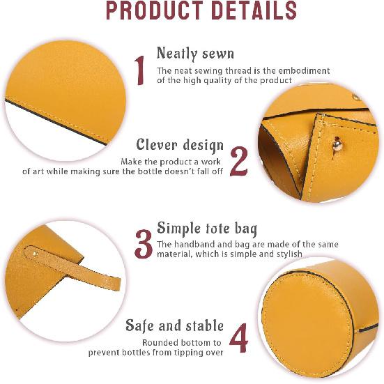 Leather Wine Tote Bag - Orange Bottle Gift Bag Champagne Tote Carrier for Lovers