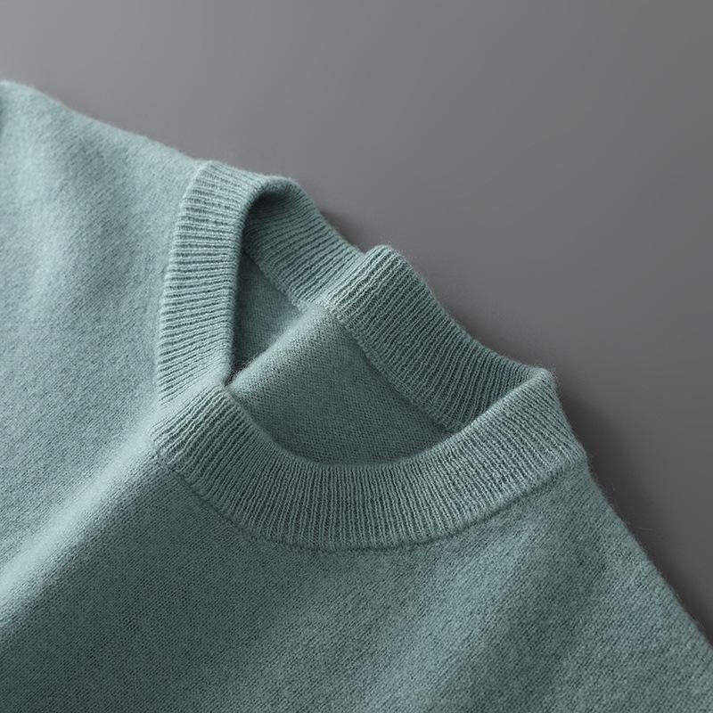 Herrtröja i enfärgad ullstickad casual