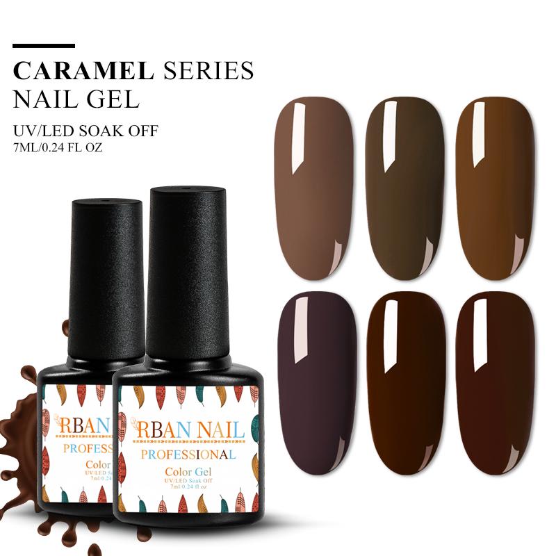 

RBAN NAIL 7 мл УФ-светодиодный лак для ногтей, полуперманентный гель-лак, карамельная серия, цветной гель