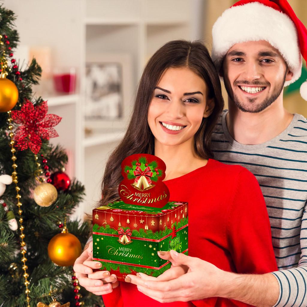 Christmas Bell Themed Pattern Paper Surprise Box Holiday Decoration Props