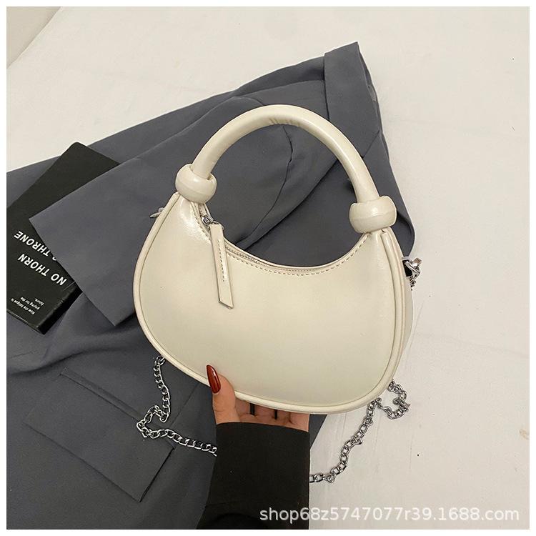 

2025 This winter trend line super hot portable small bag women s bag niche crescent bag chain messenger mobile phone bag белый