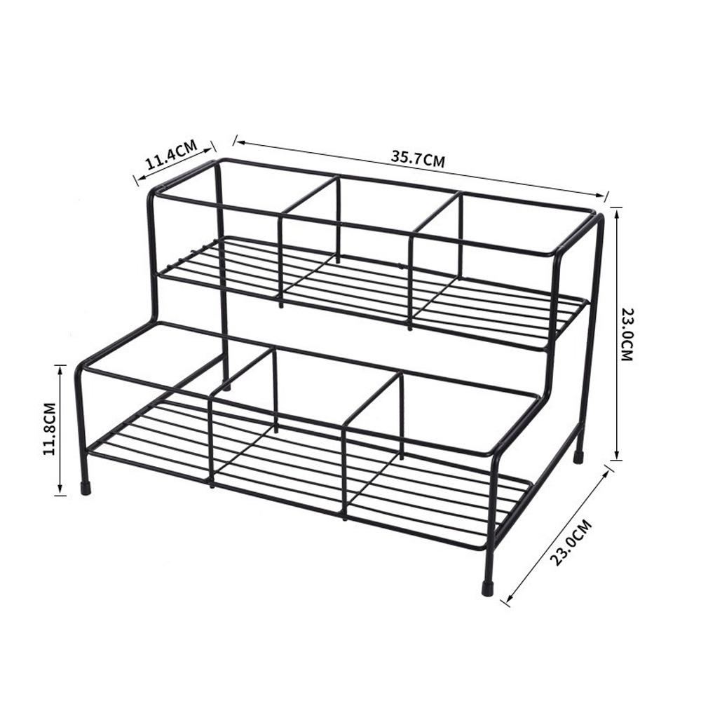 Black Coffee Syrup Rack Metal Kitchen Storage Shelves  for Cabinet Cafe Countertop