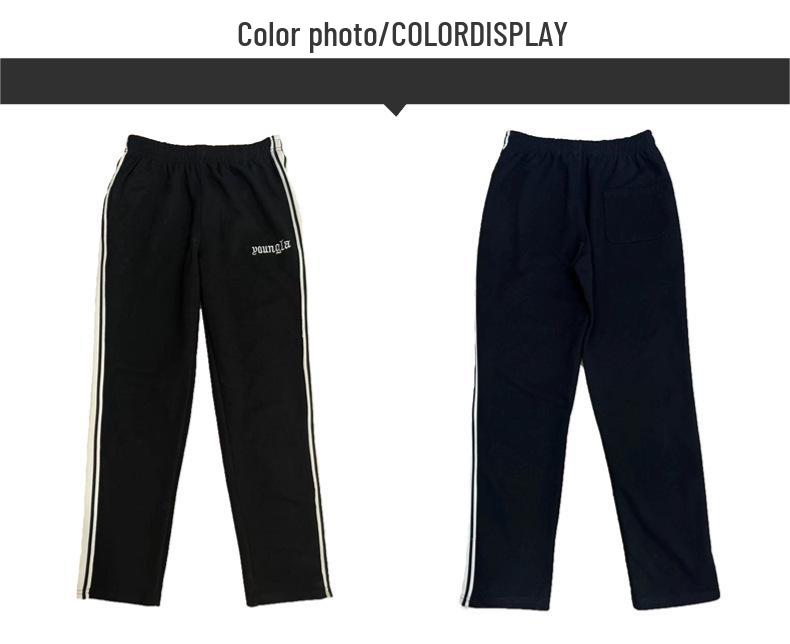 YOUNGLA Men's Patchwork Stripe Track Pants - Casual Embroidered Gym Sportswear