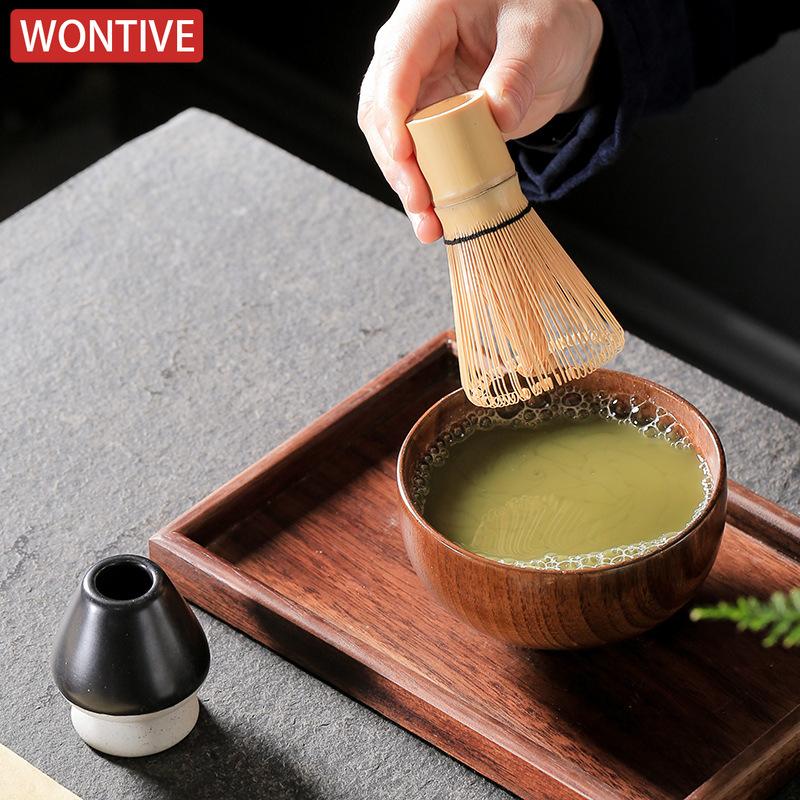 4/7 SZTUK Japoński Zestaw do Herbaty Matcha Zawiera Miseczkę Matcha drewnianą i bambusową Mioteczkę Stojak na Mioteczkę do Matcha Uchwyt Chasen Zestaw Łyżeczek do Herbaty