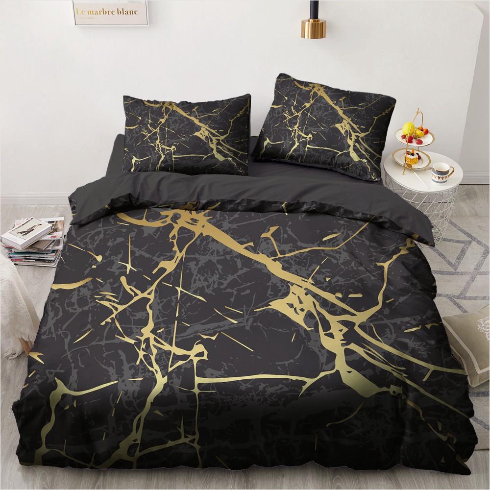 Enkla sängklädesset 3D Marmorering Påslakan Täcke Örngott King Queen Full Double Single Hemtextil