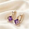 Yanbai Elegant Purple Zirconia Square Earrings for Women - Chic & Colorful Design