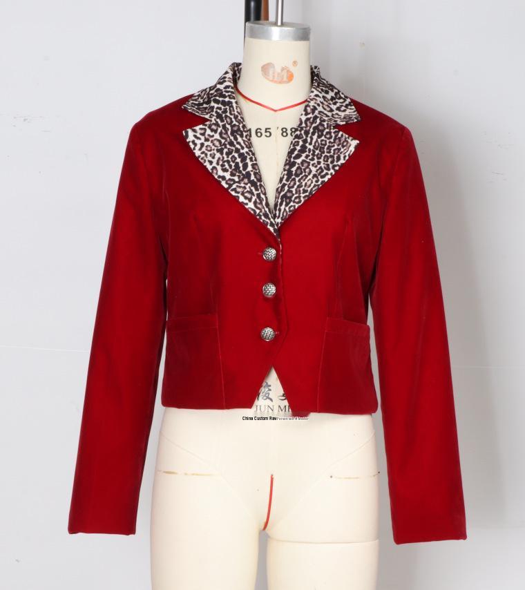 

European & American Women s Leopard Print Slim Fit Jacket - Loose Long Sleeve, Short Top for Spring & Autumn Fashion XL