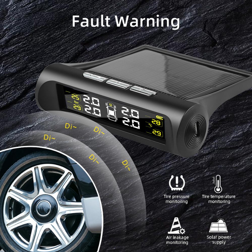 

Tire Pressure Temperature Wireless Sensing Tire Pressure Monitor Solar Charging Suitable for Automobile Coupe Suv Mpv Truck чёрный